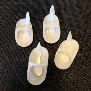 Set of 4 Vintage Shell Salt Cellars and Spoons
